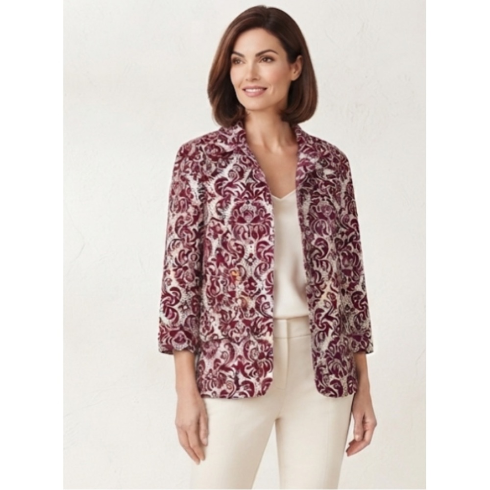 NWT Talbots Cranberry Paisley Blazer